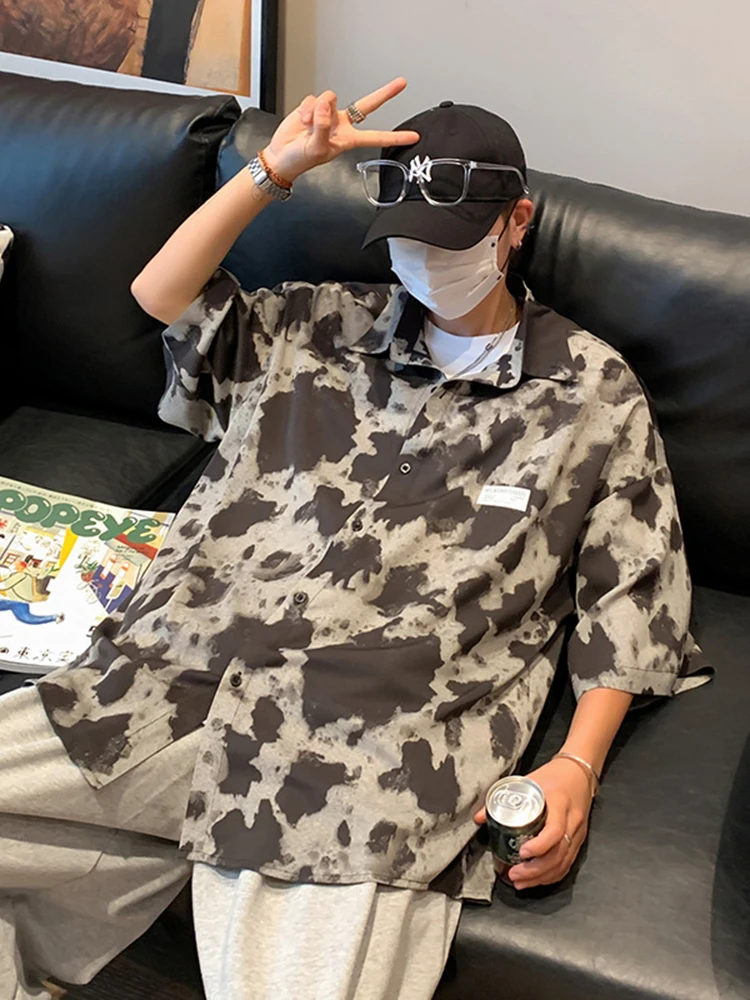 

Мужская рубашка из ледяного шелка с гавайским цветочным принтом, летняя одежда, короткий рукав, для пляжа и путешествий, в стиле барокко, рубашка-жакет