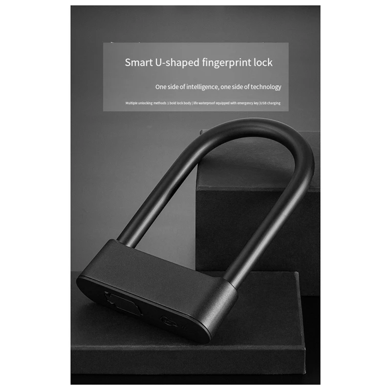 Ttlock APP Waterproof Bluetooth Fingerprint Unlock Anti Theft U-Shaped Lock Reinforced With Key Motorbike Lock Door Lock