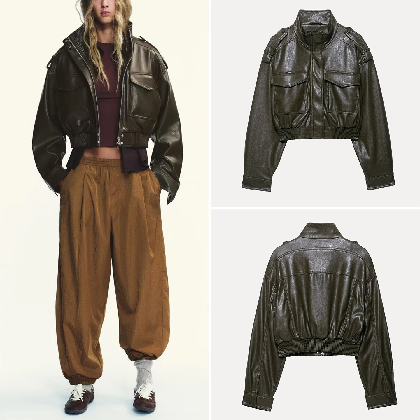 

Повседневная кожаная куртка Jaet ort для женщин, осеннее новое поступление, Z Commute Long Sve на молнии, свободная посадка