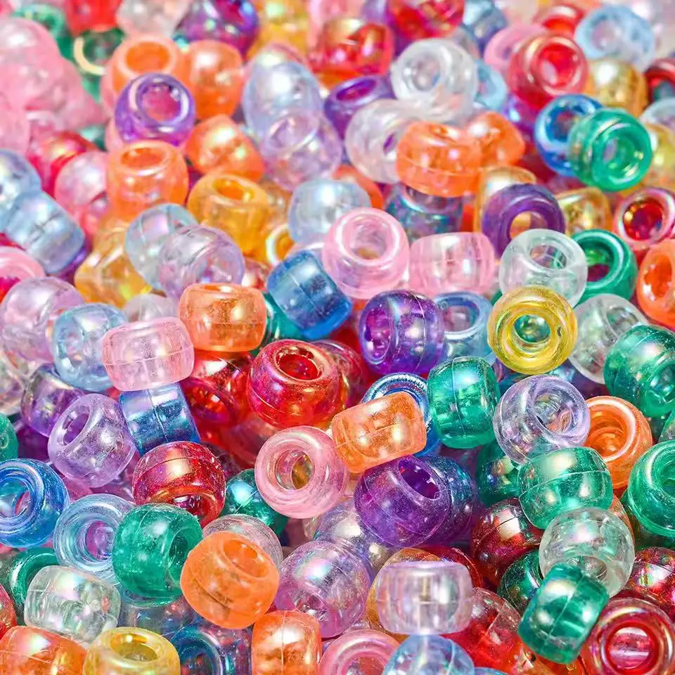 100pcs 9X6mm Scallion Powder Transparency Acrylic Beads Spacer Loose Beads for Jewelry Making DIY Handmade Bracelet