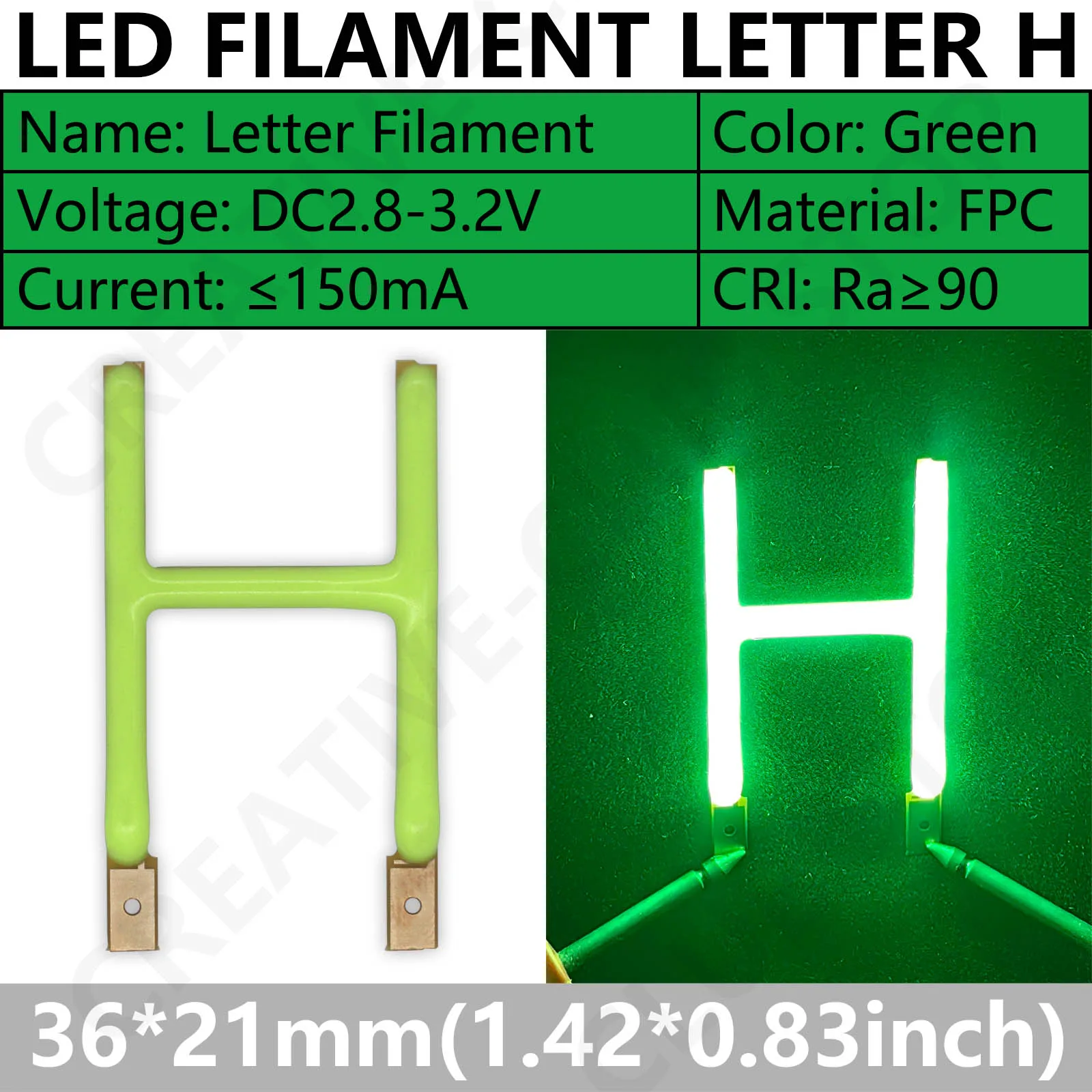 Litera ABCDEFGHIJKLM LED Filament DC 3V Zielone akcesoria oświetleniowe Części lamp Dioda na Boże Narodzenie Halloween DIY Oświetlenie świąteczne