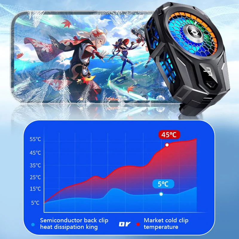 SL-16 Digital Display Mobile Phone Cooler Cooling Fan Radiator For Phone Cooler System Cool Heat Sink For Cellphones Tablets