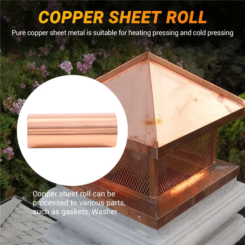 【Venda relâmpago】Rolo de folha de cobre, placa de folha de metal 1000 mm x 100 mm