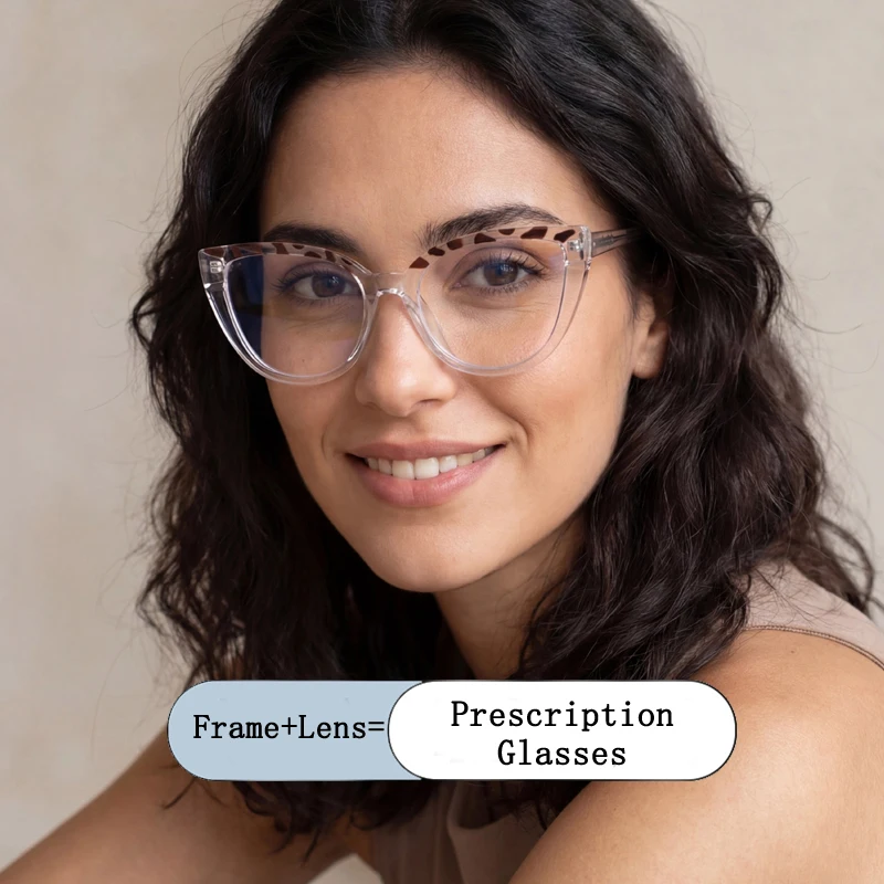 

Fashion Brand Design Women Cat Eye Leopard New Frame Photochromic Prescription Glasses Anti Blue Light Hyperopia Myopia Eyewear
