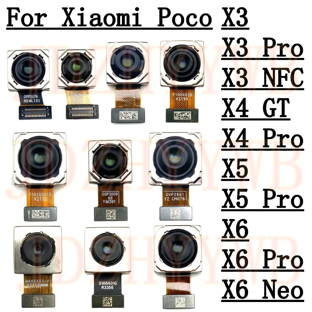 Tylna kamera dla Xiaomi Poco X6 Pro X6 Neo X5 Pro X4 Pro X4 GT X3 Pro X3 GT NFC Główna tylna kamera Duży tylny moduł Flex Cable