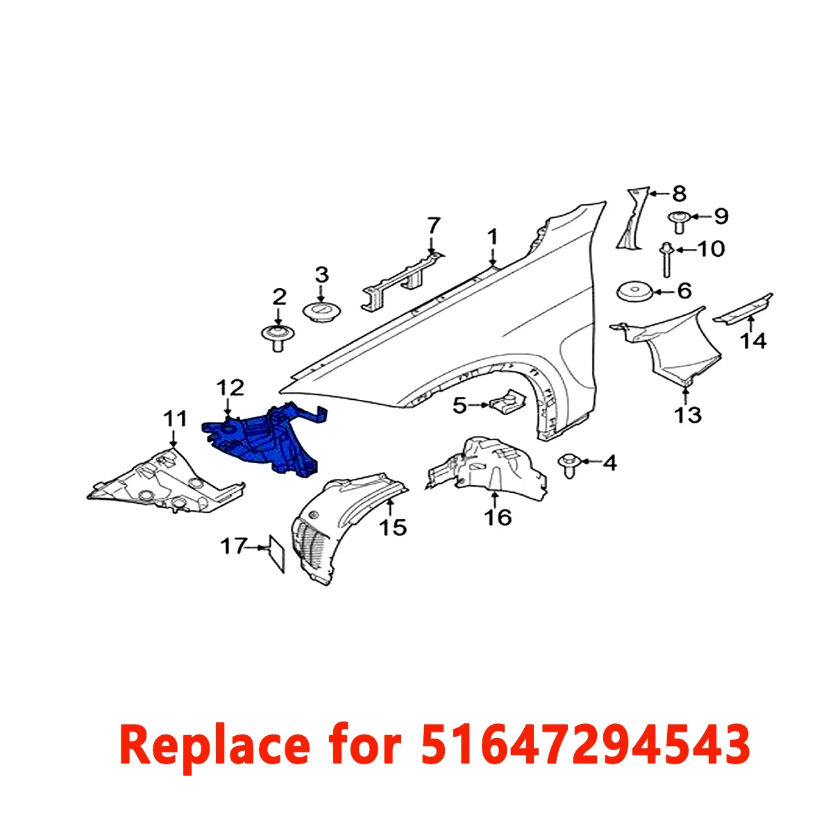 

Замена кронштейна крепления переднего левого/правого крыла для BMW X5 X6 M Sport Utility 4-Door 2015-2018, артикул 51647294543