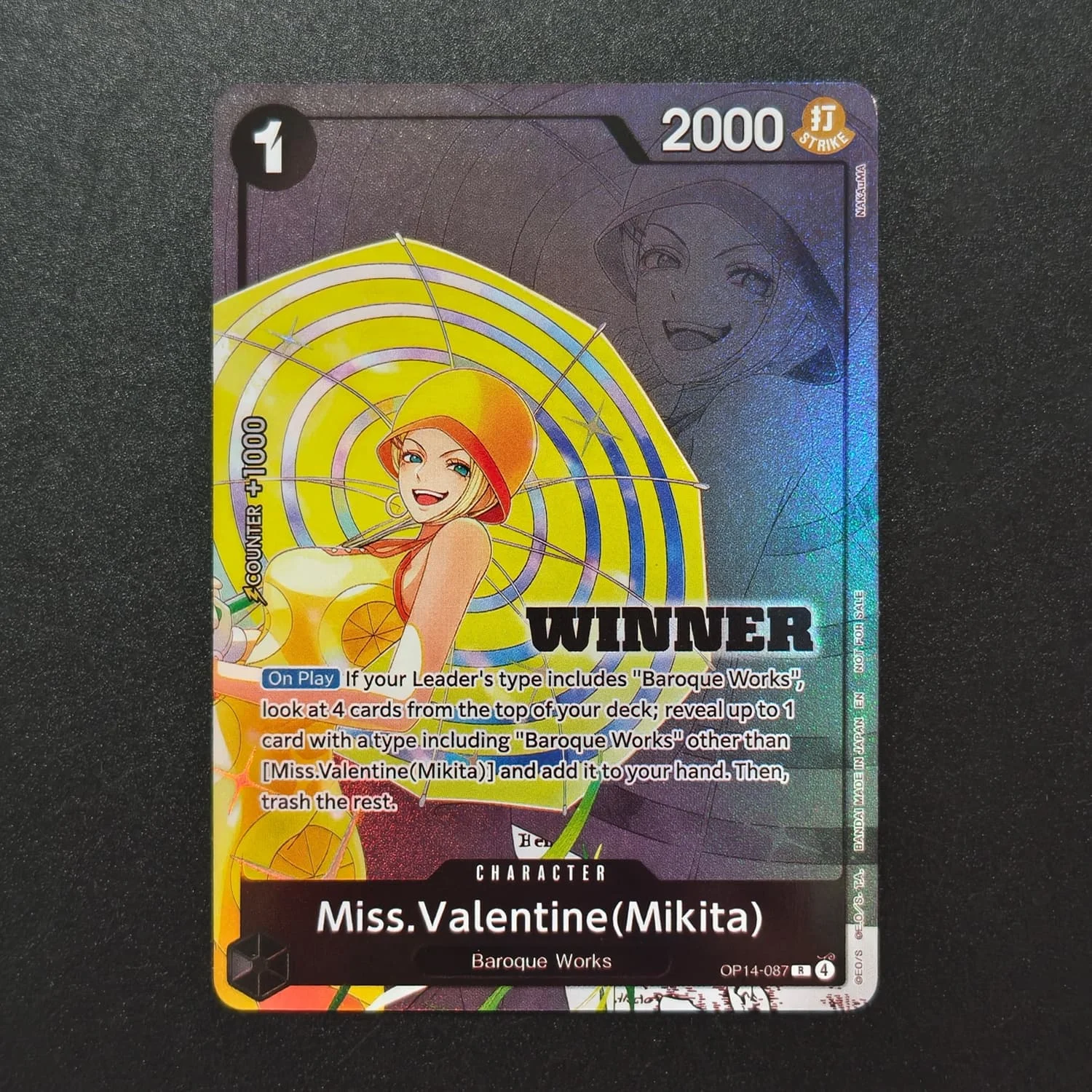 DIY Proxy One Piece TCG English Miss. Valentine (Mikita) R OP14-087 Winner Pack 2026 Vol3 Game Textured Collection Card Toy - view 2