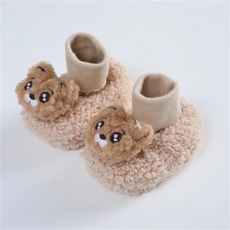 

Infant Winter Fleece Booties with Cute Animal Design Soft Sole Newborn Sock Shoes for Baby Toddler Warm Indoor Outdoor Walking