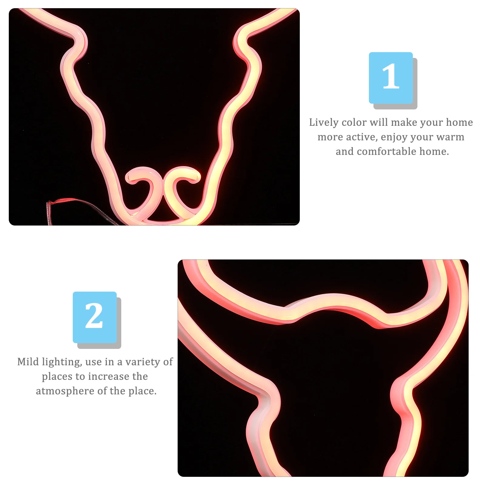 الثور رئيس Led ضوء النيون USB بالطاقة مصباح للزينة لغرفة النوم جدار النيون تسجيل ضوء الليل الصغيرة #5