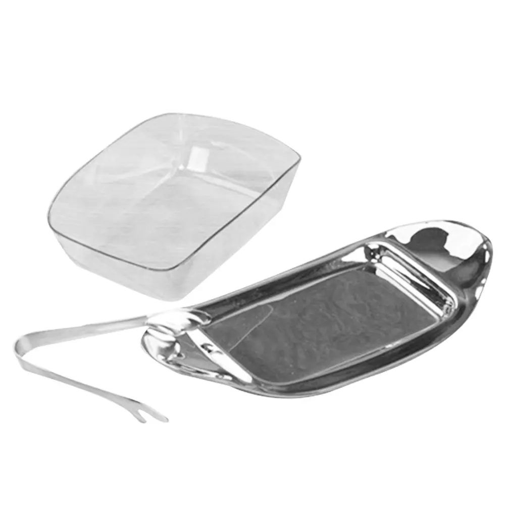 

Stainless Steel Tray Butter Keeper Plate Kitchen Storage Dish Countertop Serving Dessert Food Cheese Container Plates