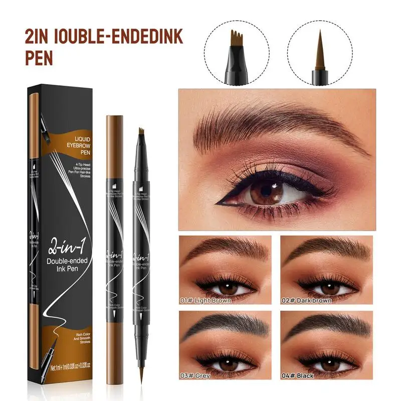 4D Microblading Eyebrow Pen 4 Forks Tip Eyebrow Tattoo Pencil Long Lasting Fine Sketch Liquid Eye Brow Make Up Brow Pencil