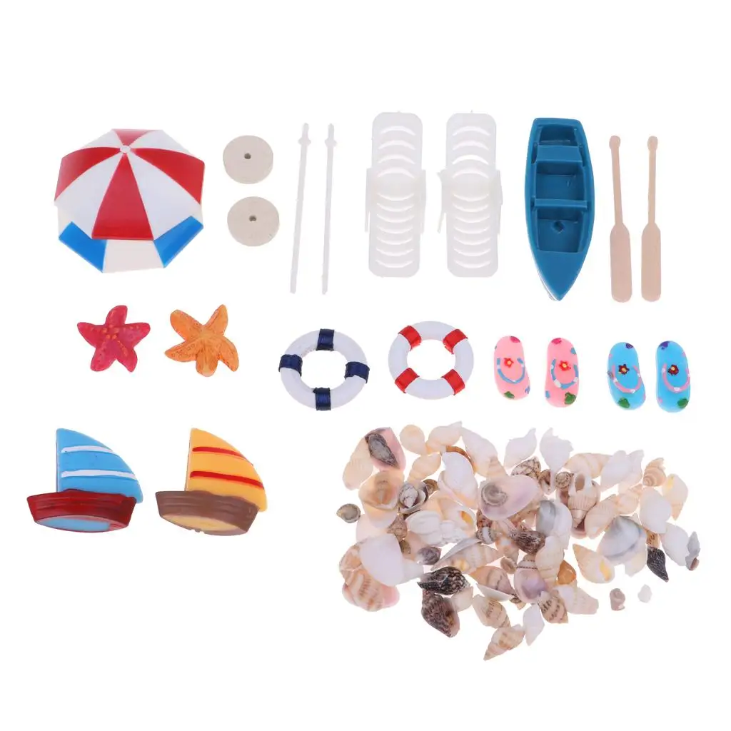 5 Set 1/12 Dollhouse Plastic Deck Umbrella Beach Accessories Aquarium Decoration Cake Ornaments