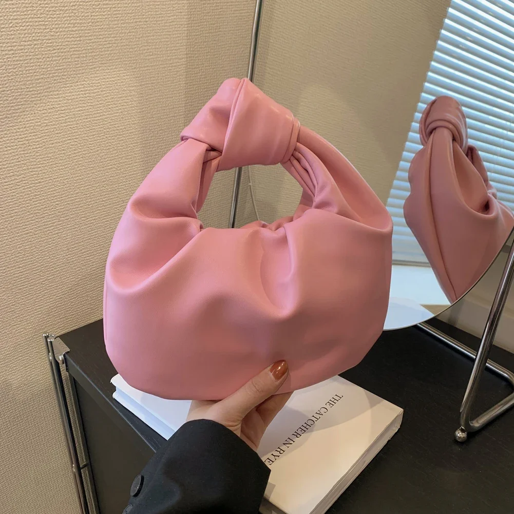 Borse annodate piccole da donna di lusso con manico superiore increspato borsa Hobo in pelle PU borse per gnocchi a tracolla borse con pochette a