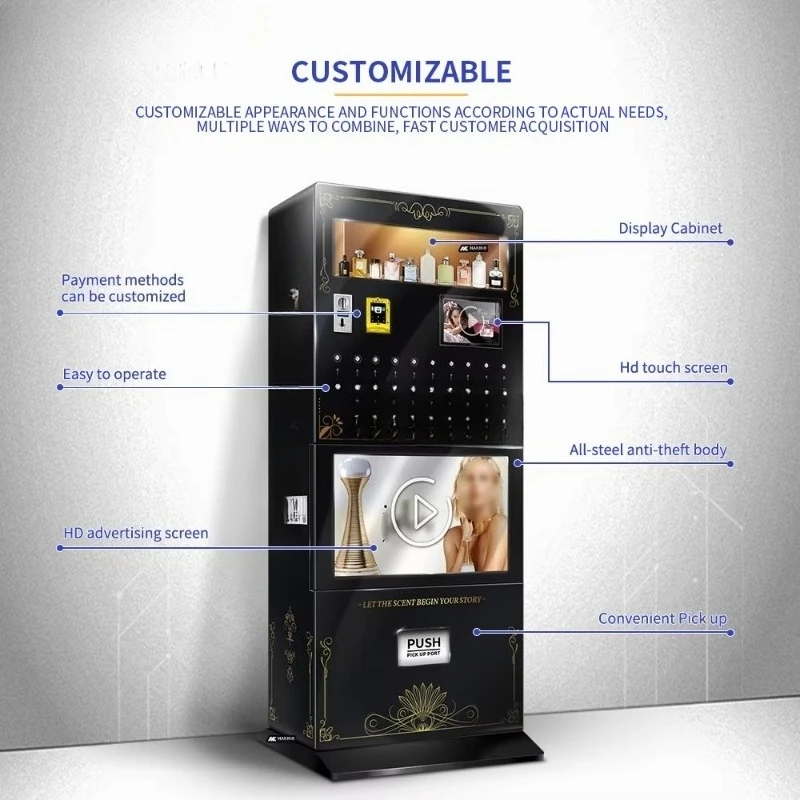 Customized  NEW Small Business Machine Ideas Combo Vending Machine for Perfume Sprays Smart Automatic Cologne Perfume Dispense