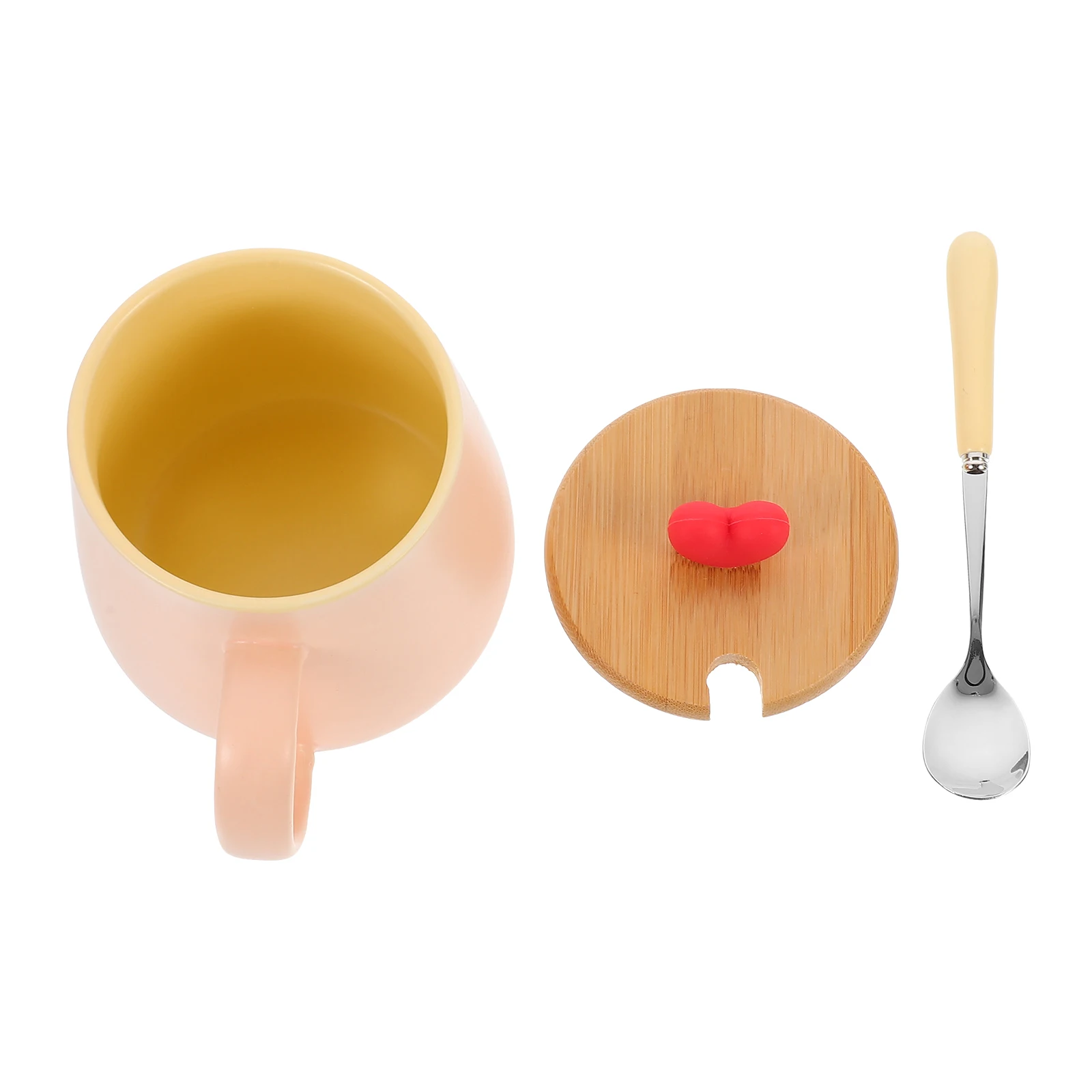 

Ceramic Mug with Lid Reusable Coffee Cups Spoon Farmhouse Mugs Practical Juice Milk Creative Tea Beverages Steady Base Curved