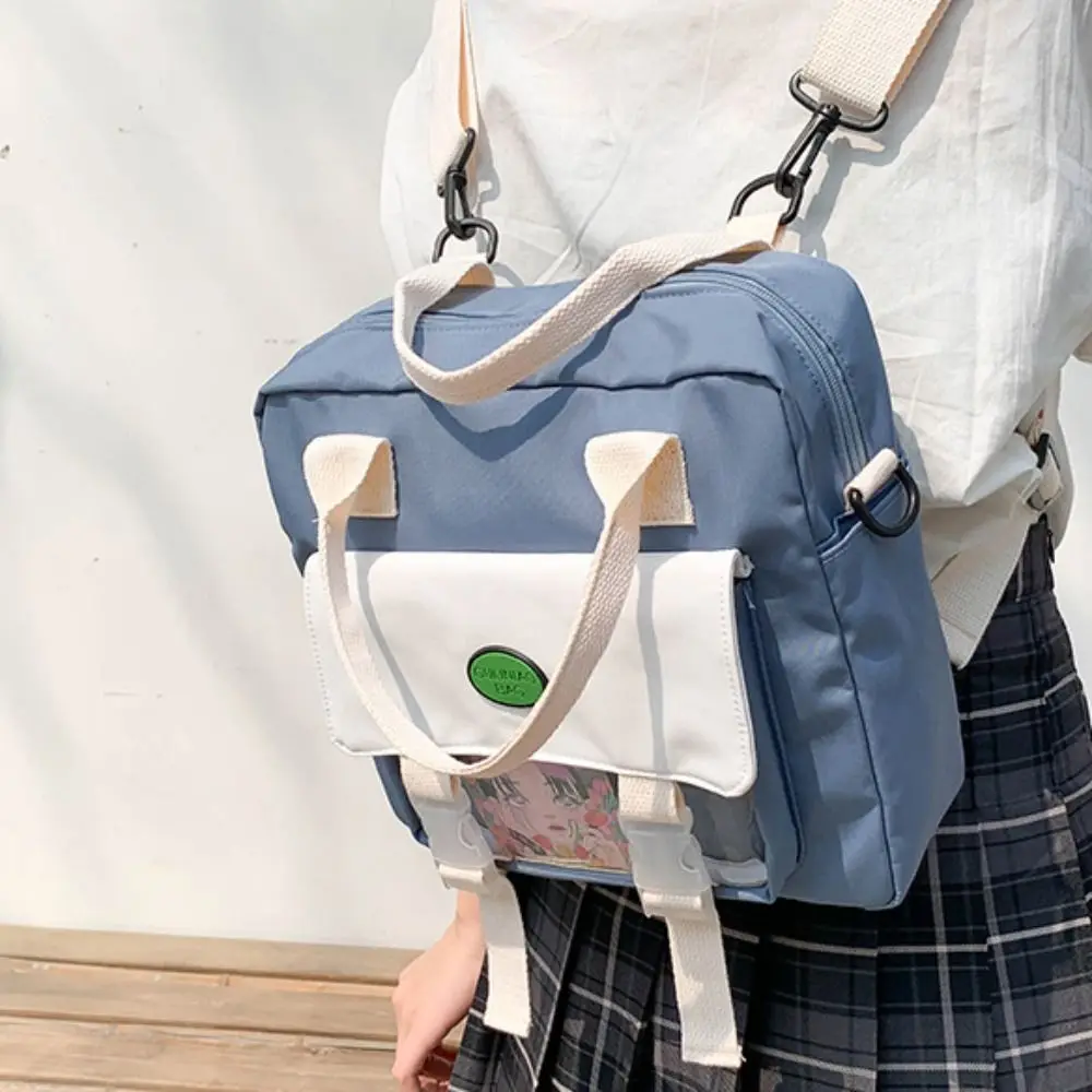 Multifunction Transparent Canvas Crossbody Bag Solid Color Handbag Doll Display Bag Large Capacity Casual Shoulder Bag Travel