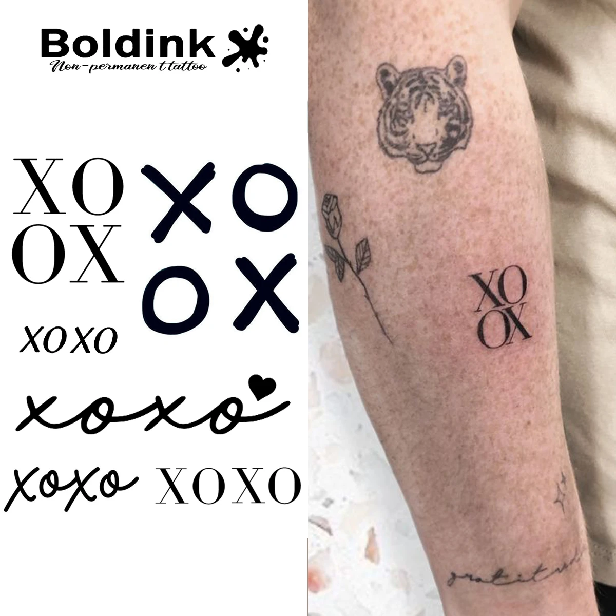 XO Temporary Tattoo,Lasts To 15 Days New Technology Magic Waterproof Semi Permanent Sticker.