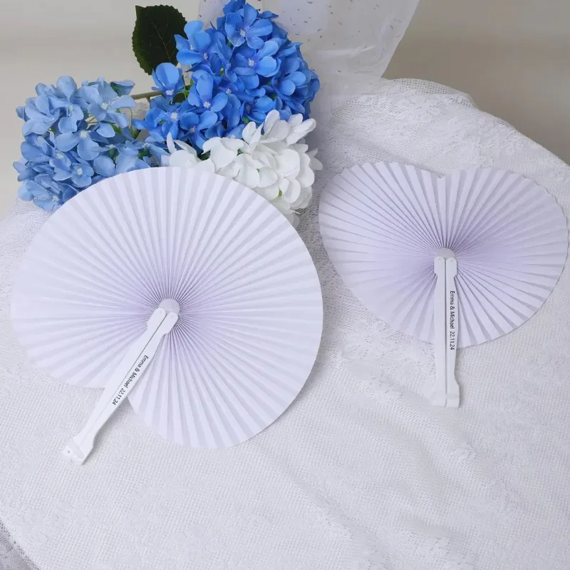 20-200PCS Personalized Folding Paper Fans, Wedding Parties, Baby Baptism, Bar Mitzvahs, Gifts for Guests, Country Home Decor, view 4