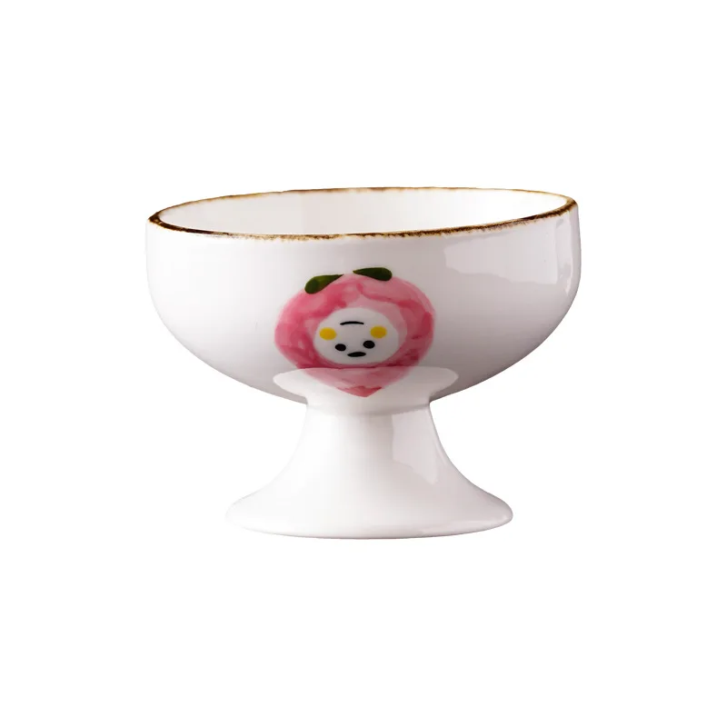 

LMM Japanese hand-painted fruit tall dessert bowl, Dehua ceramic ice cream bowl