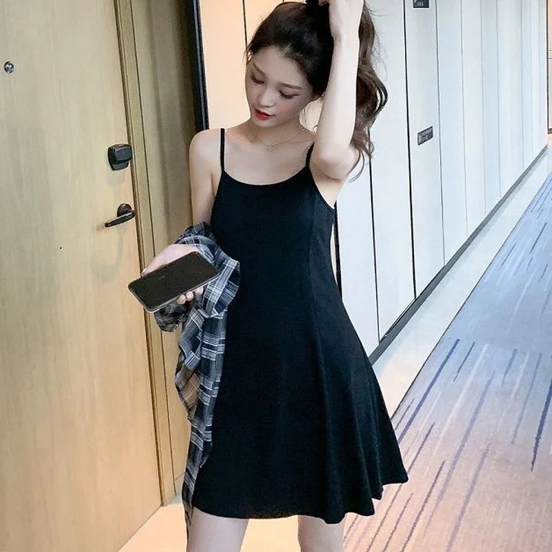 Sleeveless Dress Women Simple Casual Solid Fit High Waist Summer Retro New Arrival Elegant Ladies Cozy Mujer Ulzzang Ins Female