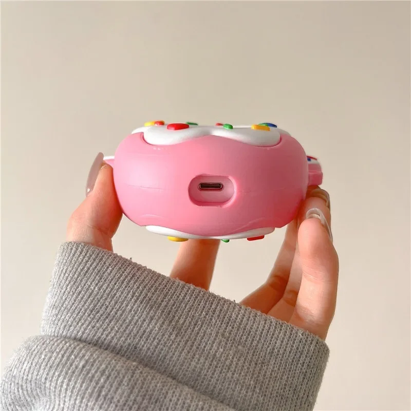 حافظة ديزني ميكي لسماعات أبل ، سلسلة مفاتيح دونات ثلاثية الأبعاد ، سماعة أذن لاسلكية ، سماعة رأس بلوتوث ، غطاء سيليكون ، 1 ، 2 ، 3 برو