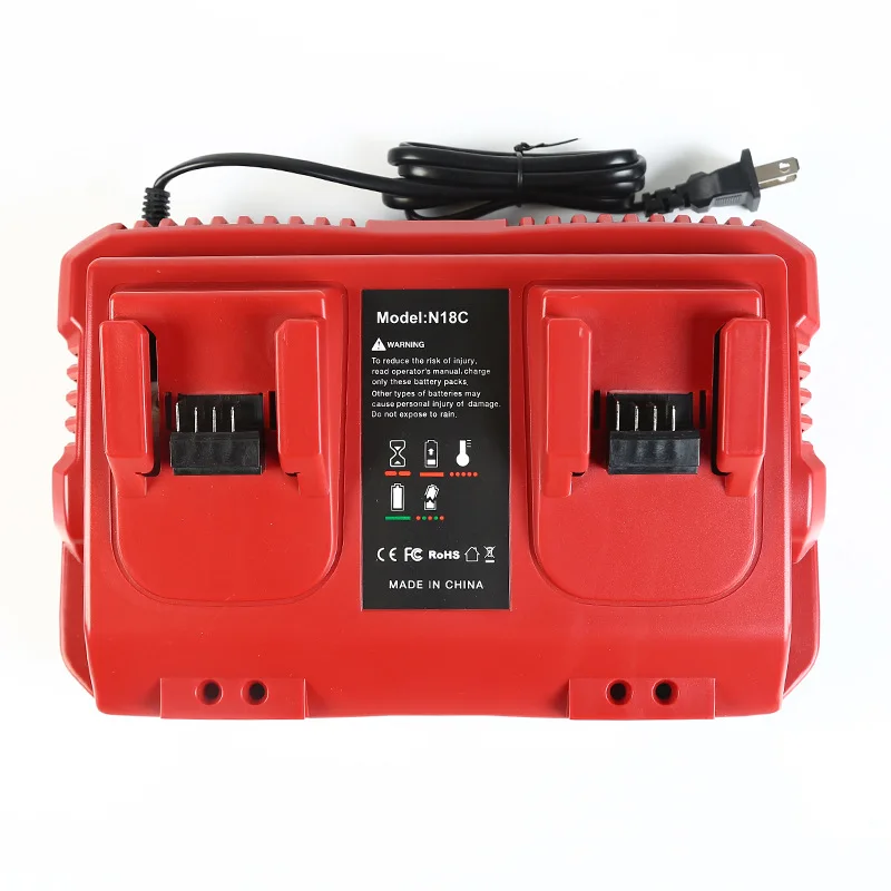 

18V Dual-Slot Rapid Charger Lithium Battery Rapid Charger Compatible for Milwaukee 18V Lithium Batteries Power Charging Station