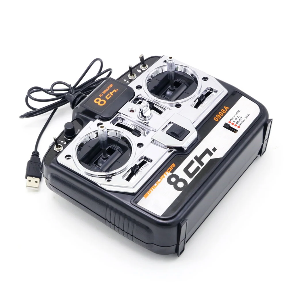 8CH RC Simulator 3D Airplane Multicopter Quad Simulator for RC Drone with USB Flight Controller for PC Training Game A