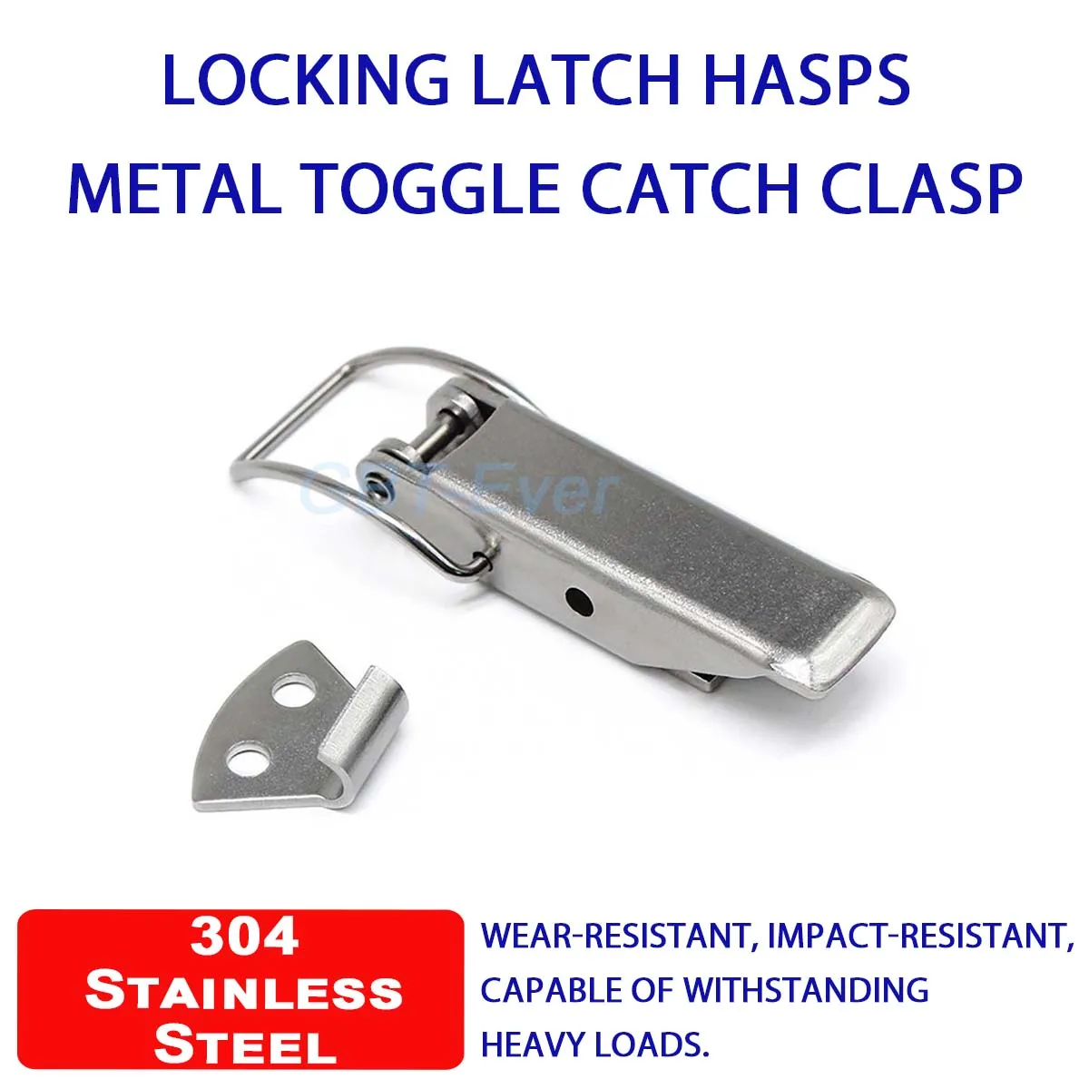 1Pcs 304 Stainless Steel Toolbox Locking Latch Hasps Metal Toggle Catch Clasp Box Loaded Hinges Furniture Hardware Accessories