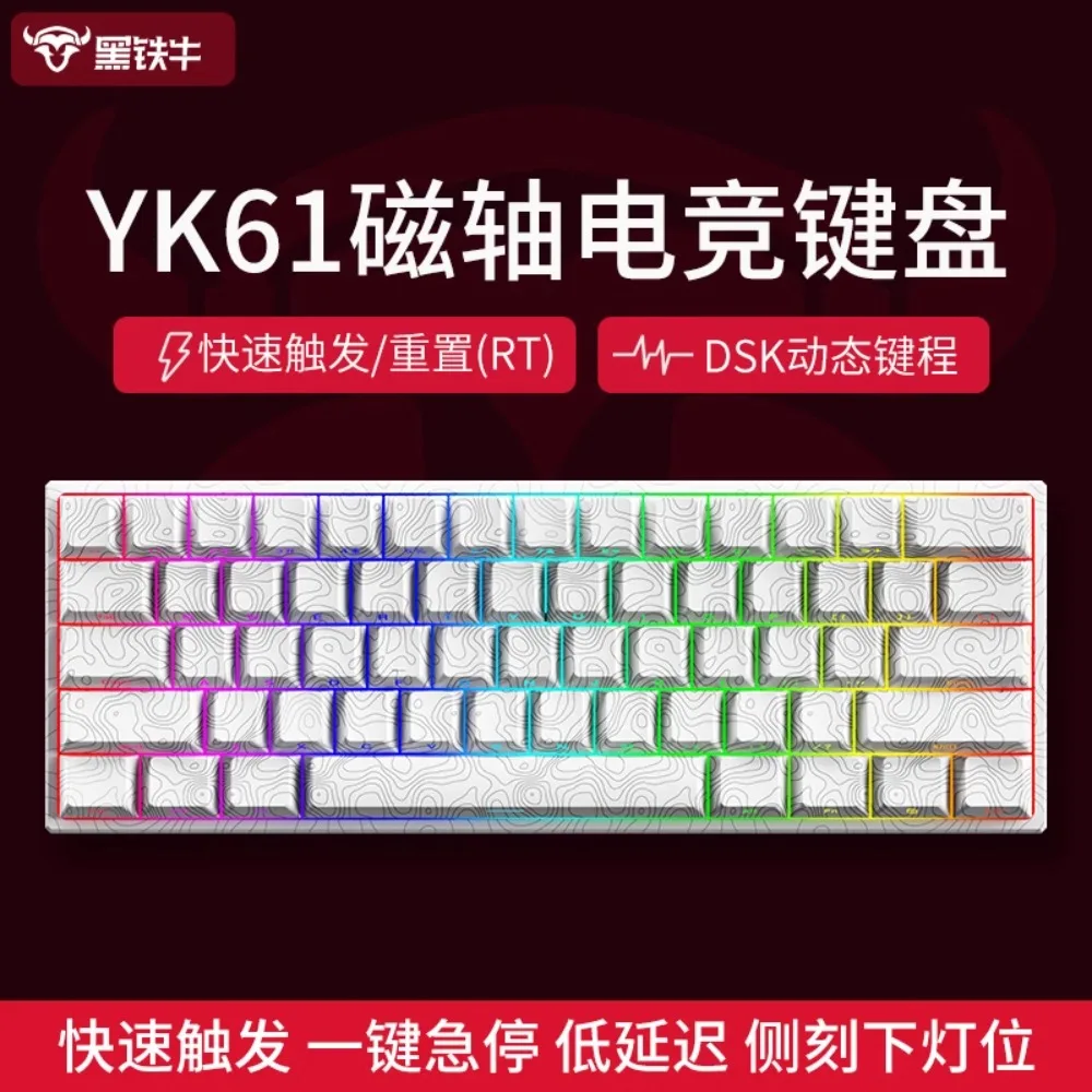 HEITIENIU YK61 Wired Adjustable Keystroke Magnetic Shaft Mechanical Keyboard FPS Gaming RGB Lighting 60% Layout 61 Keys RT DKS