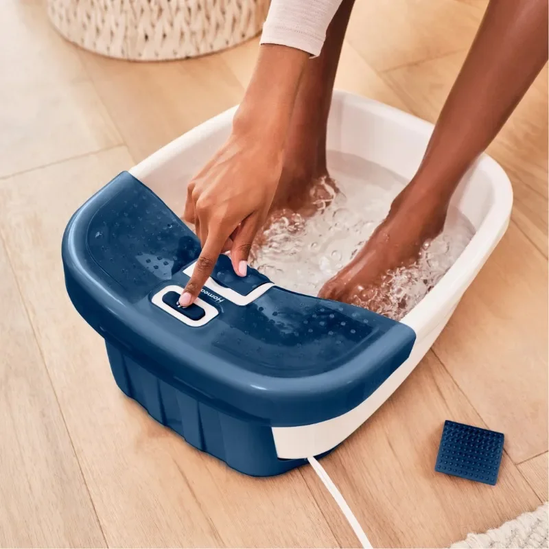 

Fully Upgraded Bubble Bliss Deluxe Foot-Spa with Heat, Massaging Bubbles, Acupressure Attachments, Bubbling Foot Spa Bath, - Nav
