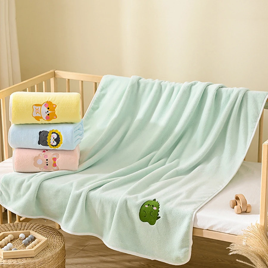 

Детское банное полотенце из кораллового флиса с принтом, не окраска, прекрасная текстура с вышивкой, легкая и мягкая, нежная