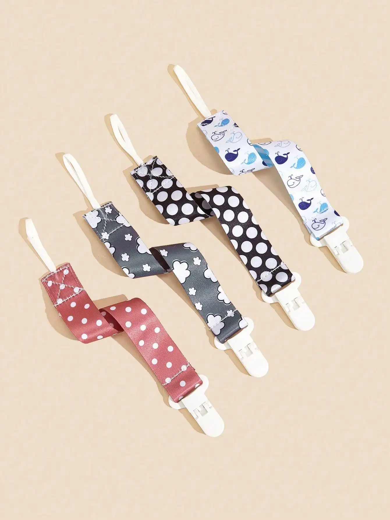 4Pcs/Pack Pacifier Holders| Baby Pacifier Chain Clips |Universal Soother Holder Clips with Plastic Clasp