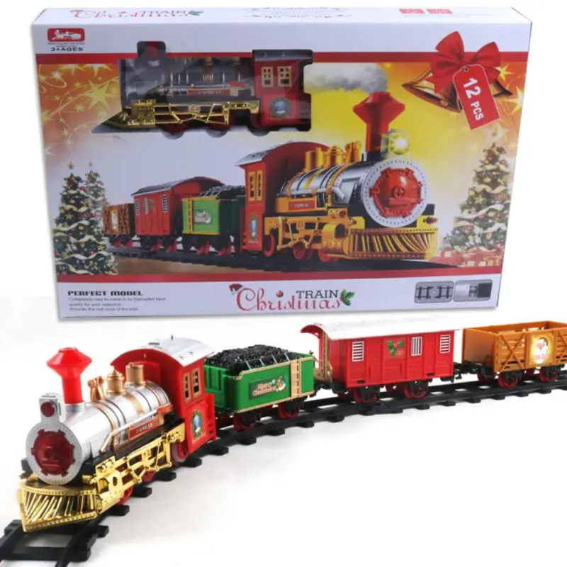Christmas Train Electric Train Set For Christmas Tree Track Car Christmas Decoration Trains Noel Gift Round Rail Train Carousel