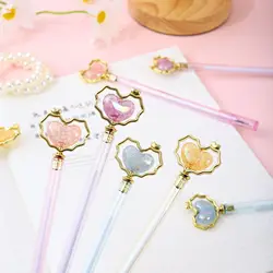 12Pcs/Lot Cute Creative Love Heart Gel Pen Kawaii Love Bead Neutral Pen Signature Pen Kids School Stationery Office Supplies