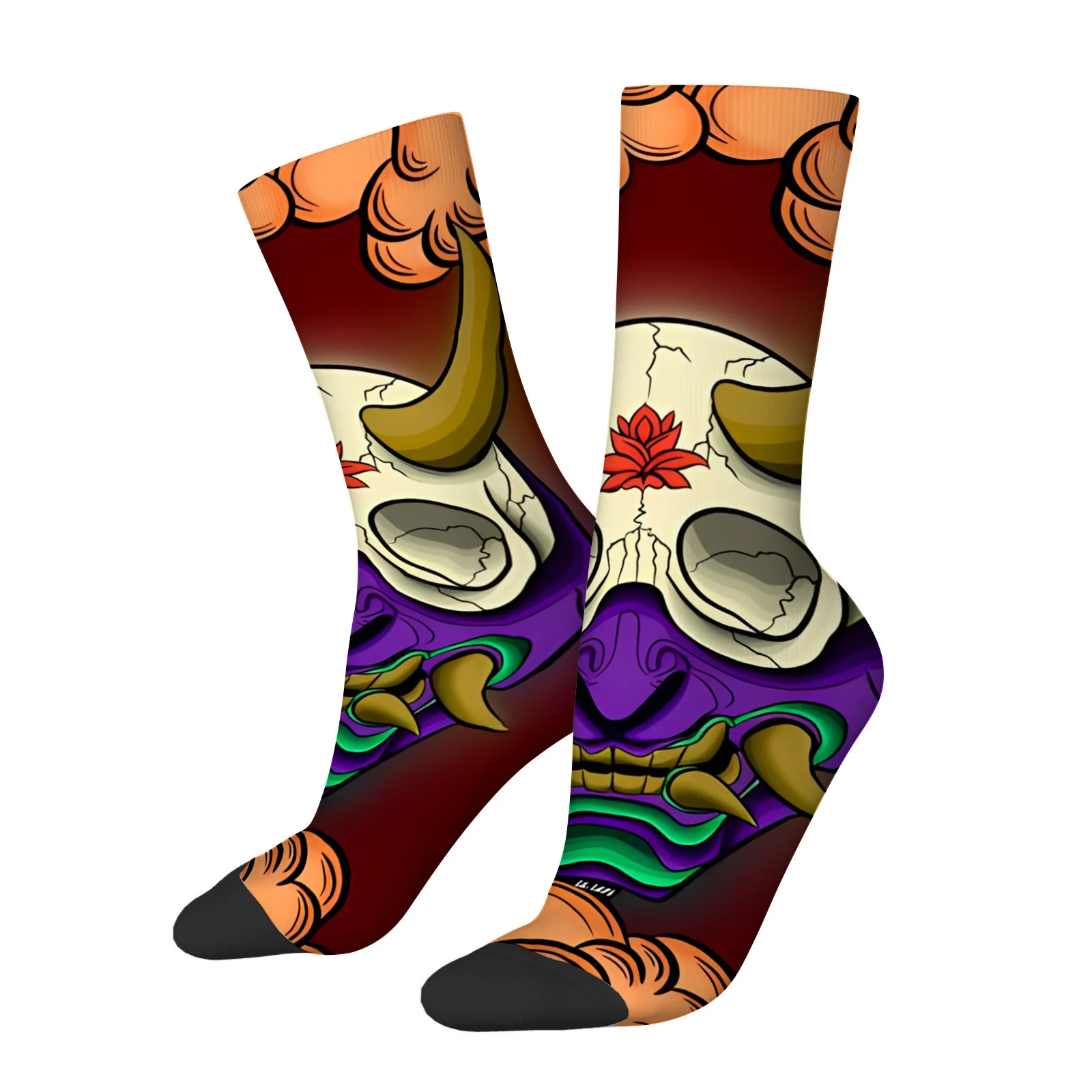 

1 pair of Men's colorful building block pattern mid-calf socks, novelty/casual hats, comfortable polyester fiber.