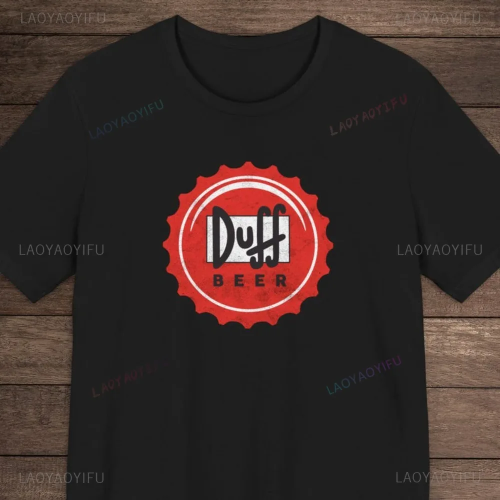 Homer Cartoon Graphic Printed Duff Beer The Simpsons T-shirt 90s Vintage Casual Fashion Loose Harajuku Man Streetwear Women Tees