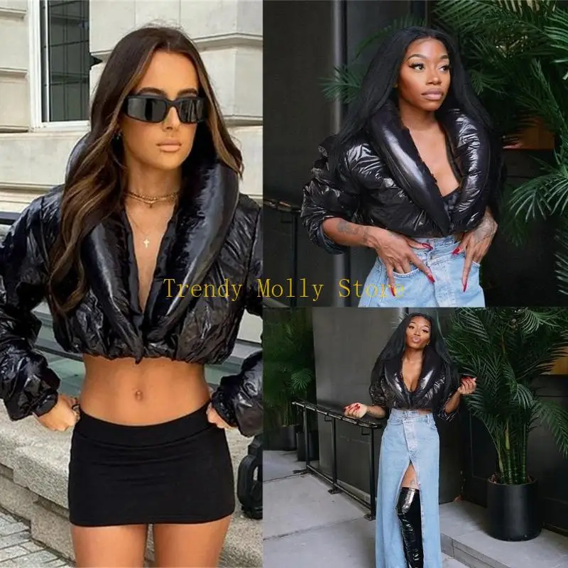 

N5KB Stylish and Versatile Long Sleeve Outerwear Crop Coat Autumn Winter Tops