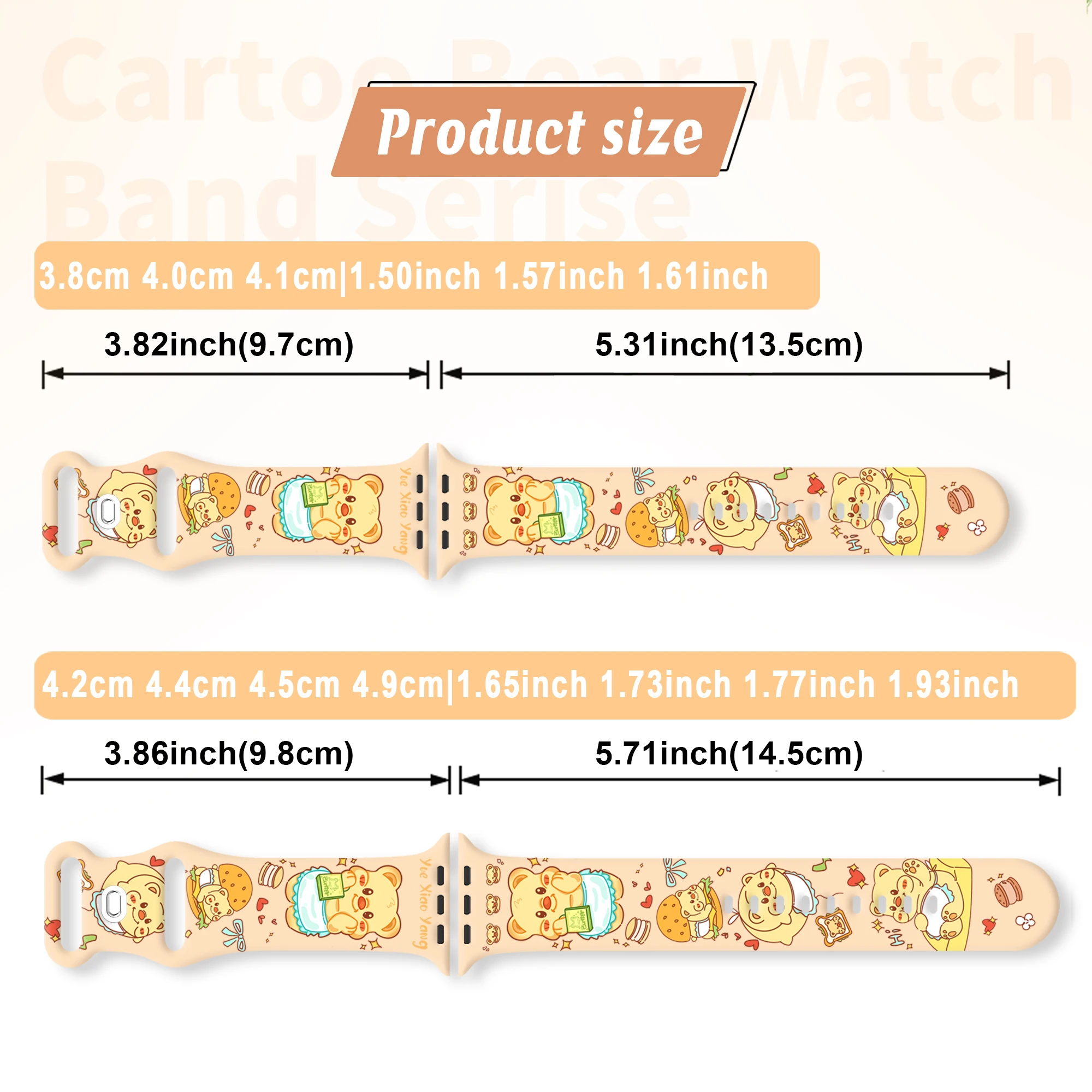 MINISO Cartoon beer bedrukte horlogeband voor Apple Watch 11 10 9 8 Siliconen band Vervangbare armband voor iWatch 38 mm 40 mm 41 mm