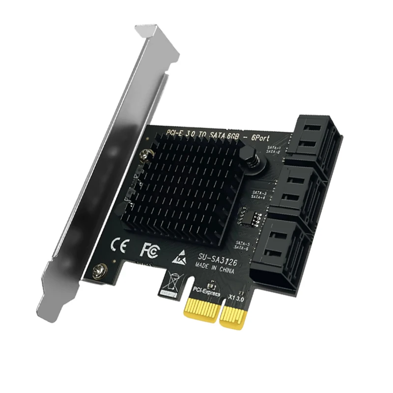 Chi a Mining 6 포트 SATA 3 PCI Express 확장 카드 PCI-E SATA 컨트롤러 PCIE 1X to SATA3 6Gb 어댑터 HDD SSD 용 카드 추가