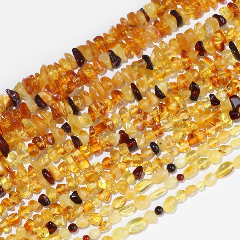 Natural Amber Stone Beads Agates Stone Irregular Yellow Loose Spacer Beads For Jewelry Making DIY Bracelet Accessories 4*6/5*8mm