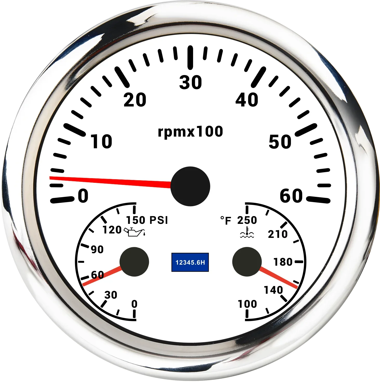 110mm Digital RPM Tachometer + Oil Pressure + Water Temp Gauge 3 in 1 Gauge 6000/8000 RPM Indicator For Marine Boat Car 12V 24V 3