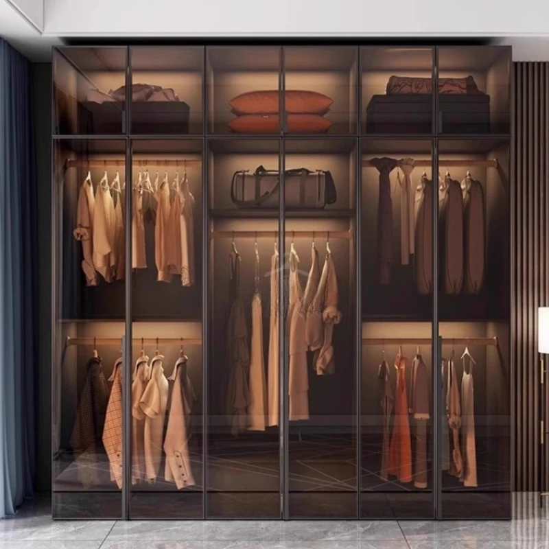 

Современный роскошный комбинированный шкаф со стеклянной дверью, шкаф для одежды, двойные шкафы, шкафы для одежды, шкаф для хранения, мебель для дома
