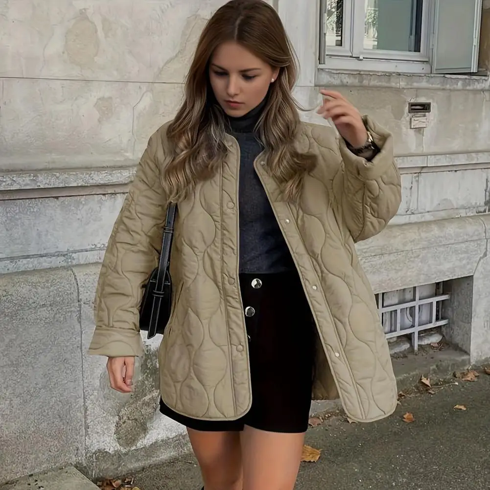 

2025 Quilted Jacket Women Parkas Long Sleeve Padded Coat Woman Warm Winter Coats Casual Demi-season Jacket Outerwears