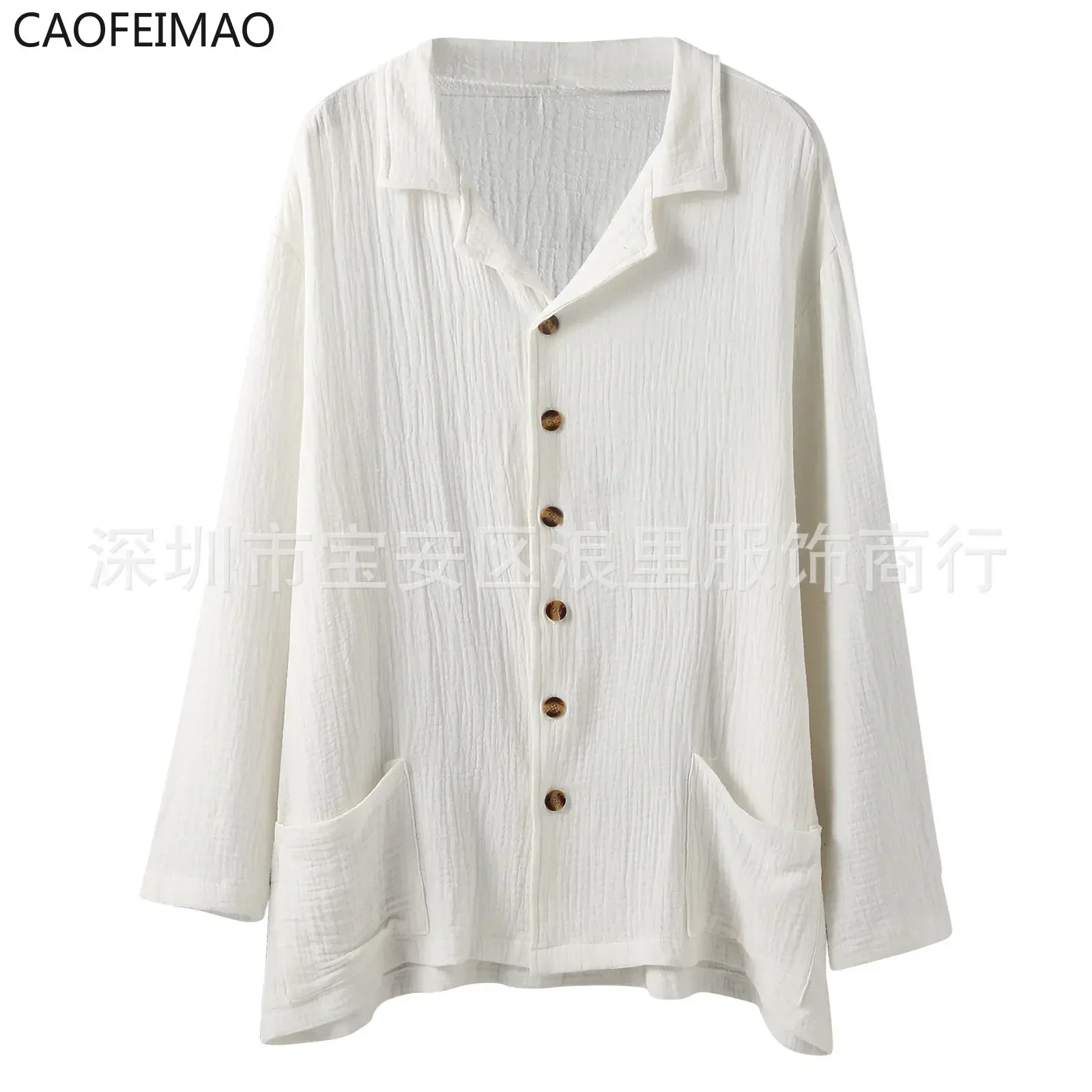 2025 Men's White Casual Tops T Shirt Man Blouse Long Sleeve Vintage Cotton Linen Shirt Men Loose Baggy Shirts Silk Chemise Homme