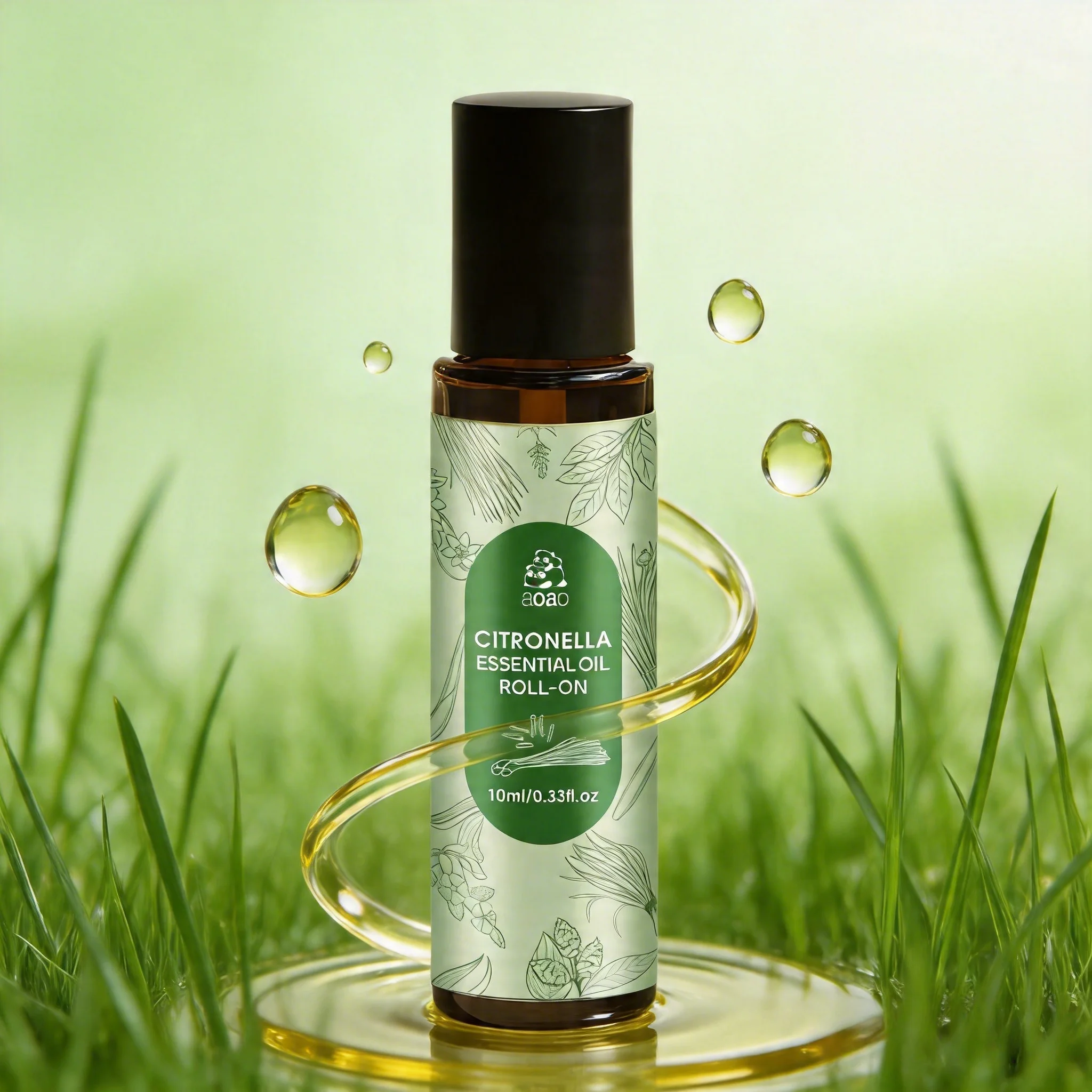 Aceite Esencial de Lemongrass en Roll-On, Aceite de Masaje a Base de Plantas para el Cuidado del Cuerpo y el Cabello, 10 ml.