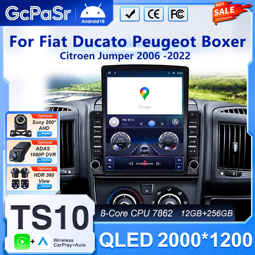 9,7-calowy Android 16 Carplay do Citroen Jumper/Relay Peugeot Boxer/Fiat Ducato 2006 2007-2022 Radio samochodowe Multimedialny odtwarzacz wideo