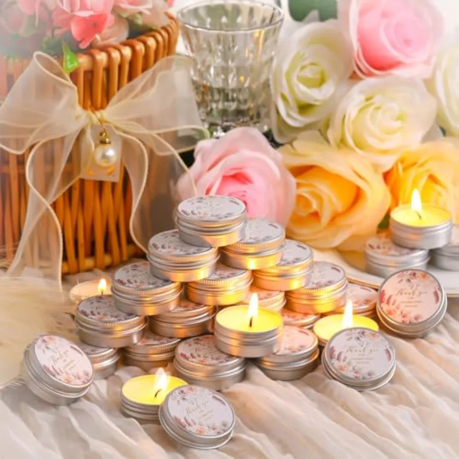 50 Pcs Beige Wedding Candles Gift Favors for Guests 1 Oz Lavender Scented Soy Wax Aromatherapy Candle Favors for Bridal Shower view 2