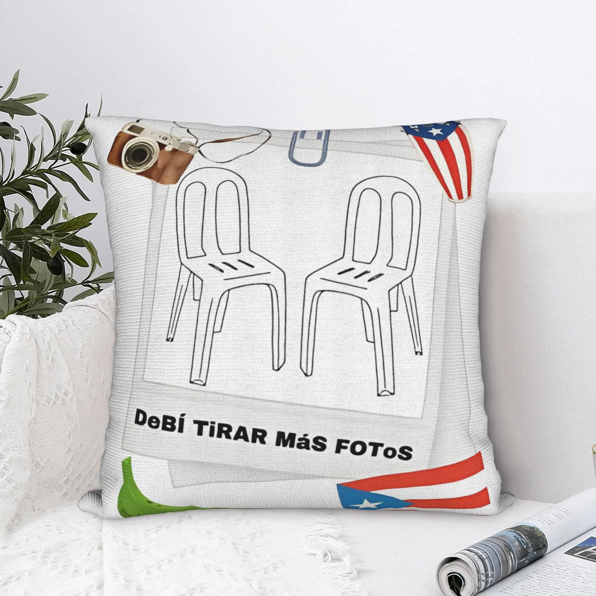 Bad Bunny Debi Tirar Mas Fotos  Square Pillowcases Polyester Seat Music Cushion Cover Cute Decorative Pillow Cover 40*40