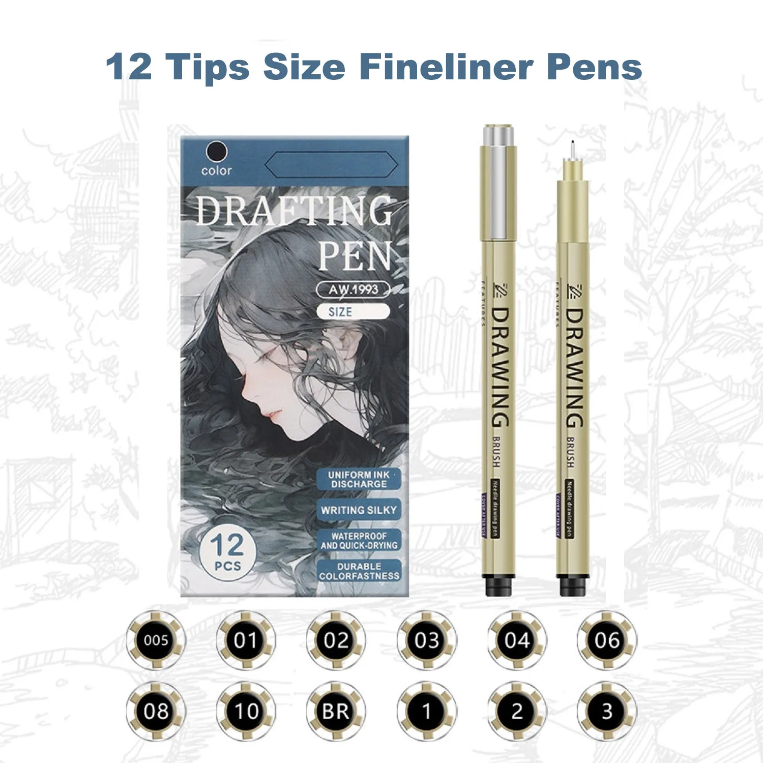 

Ручки Makeasy Fineliner Ручки с черными чернилами для письма, рисования или журнала Bullet Ручки Fineliner для художника — разные размеры точки