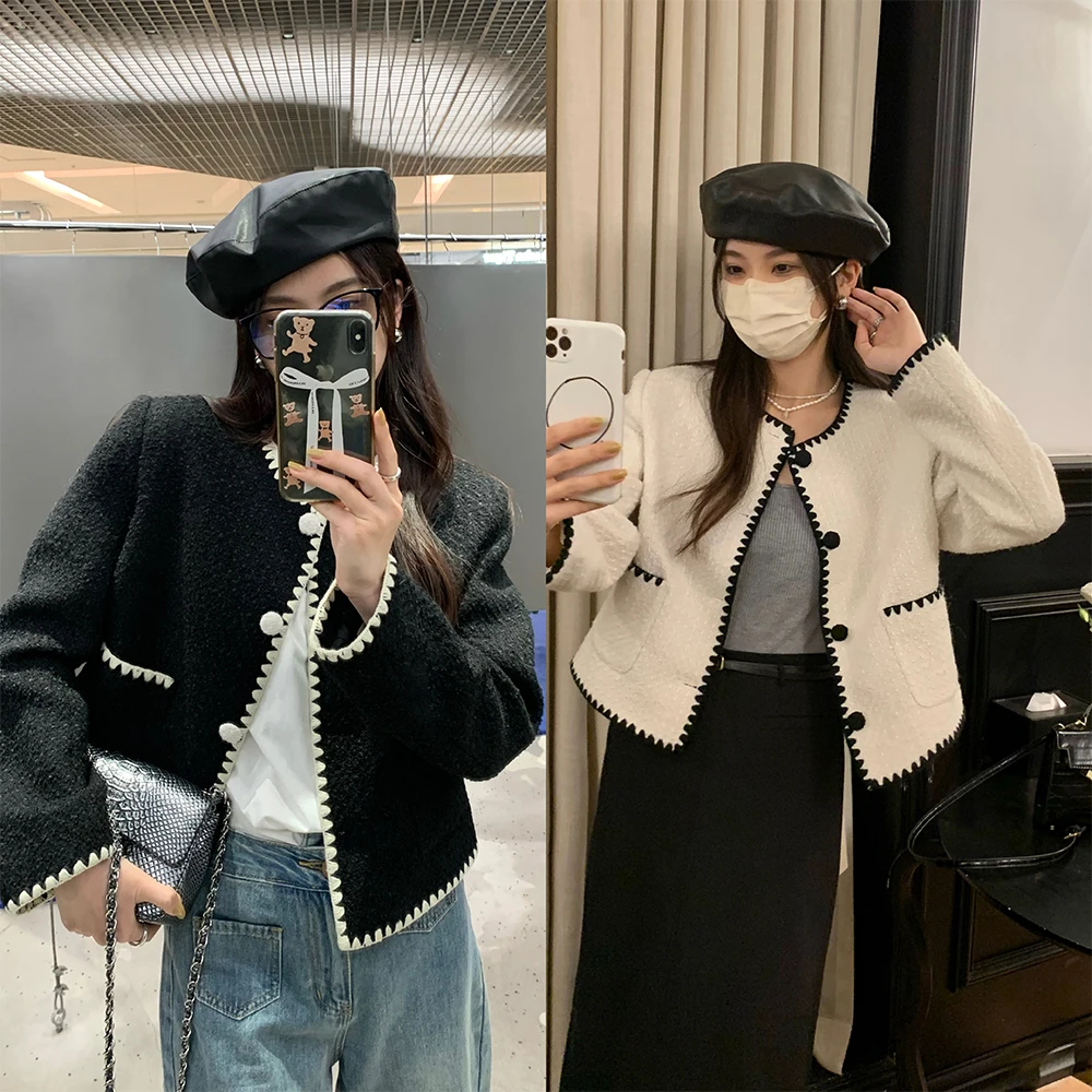 

Пальто Pijiuu ручной работы из шерсти, приталенное, женское, модное, весна 2023, для повседневной носки, прямого кроя, с длинными рукавами, стандартной длины